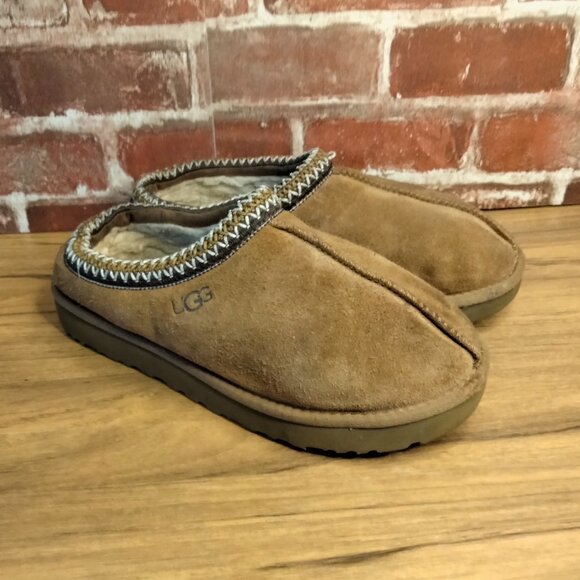 UGG Shoes - UGG Tasman Slippers Womens Size 9 Chestnut Suede Leather Mule Slippers